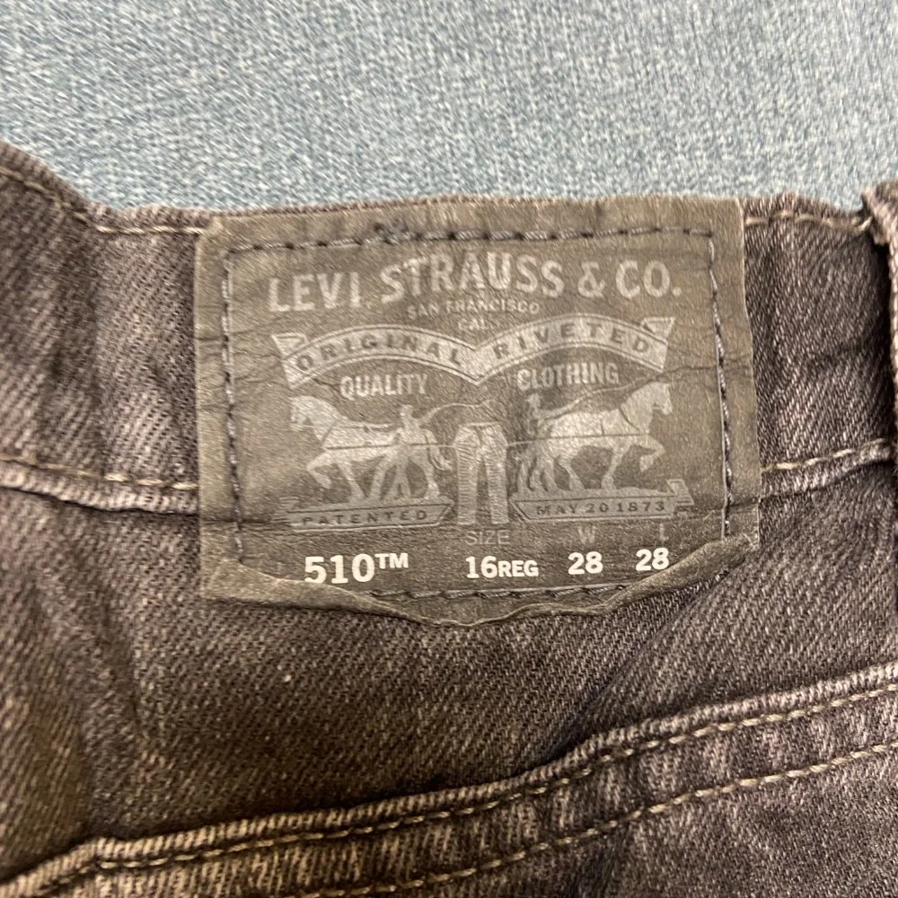 VTG Levi's 510 Jeans Boys 16 Reg 28x28 Black Denim Cotton Stretch Super Skinny
